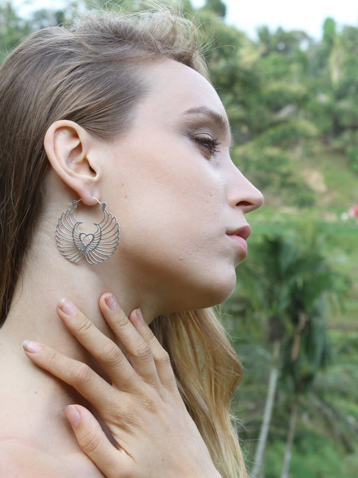 Wings of love earrings -silver plated for wholesale by sundaricreations