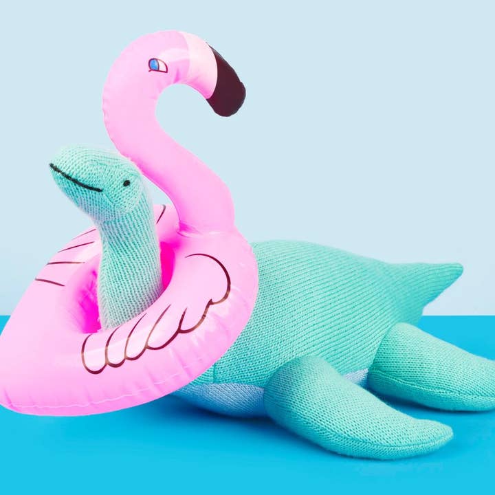 Best Years Ltd - Wholesale Stuffed/Plush Toy - Kids & Baby - Knitted Plesiosaurus Dinosaur Plush Toy - Ice Blue