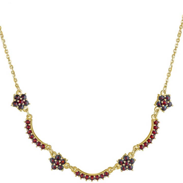 Collier avec motif floral en grenat pour la vente par Madeka e.U.