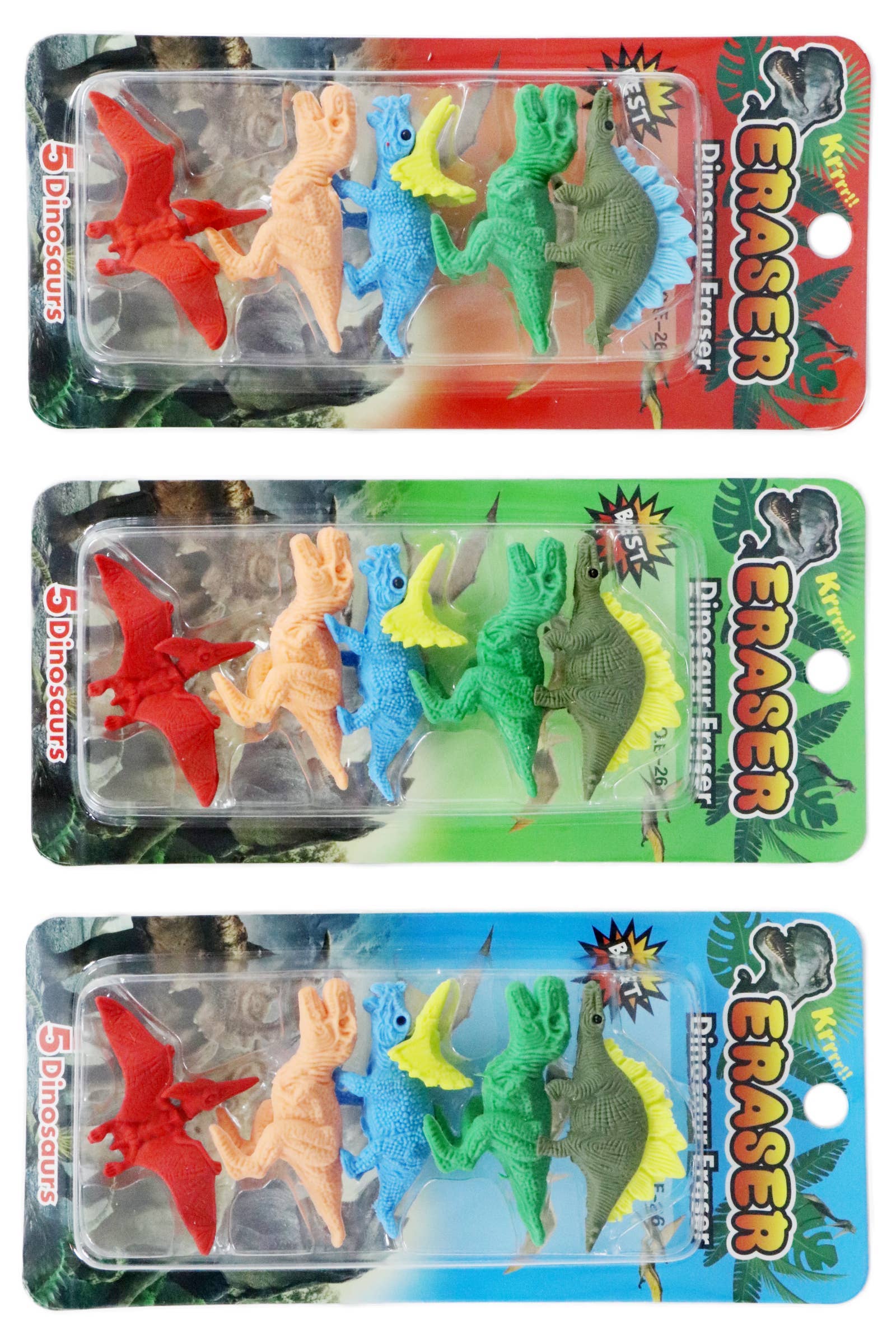 DIVERSE 5-pack mini dinosaurie 3D suddgummi - 12 kort för wholesale på Faire3