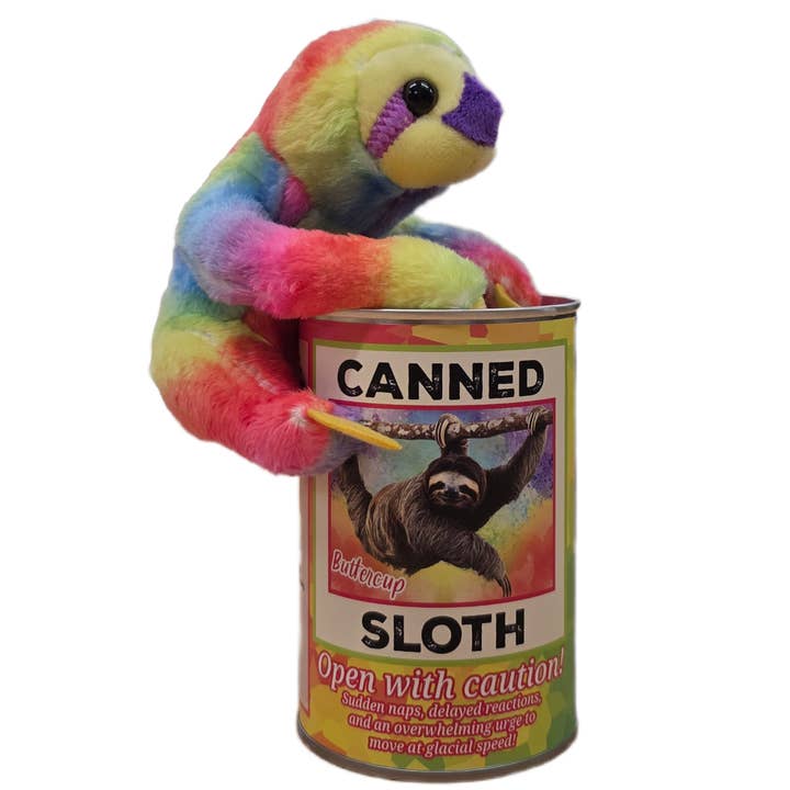 Canned Gifts - Wholesale Stuffed/Plush Toy - Kids & Baby - Buttercup the Canned Rainbow Sloth Stuffed Animal Plush