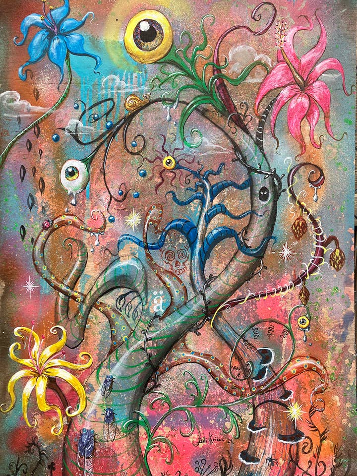 Plants (original art print) 11 x17 for wholesale by Extravaganza of Strange : Art of Bili Kribbs