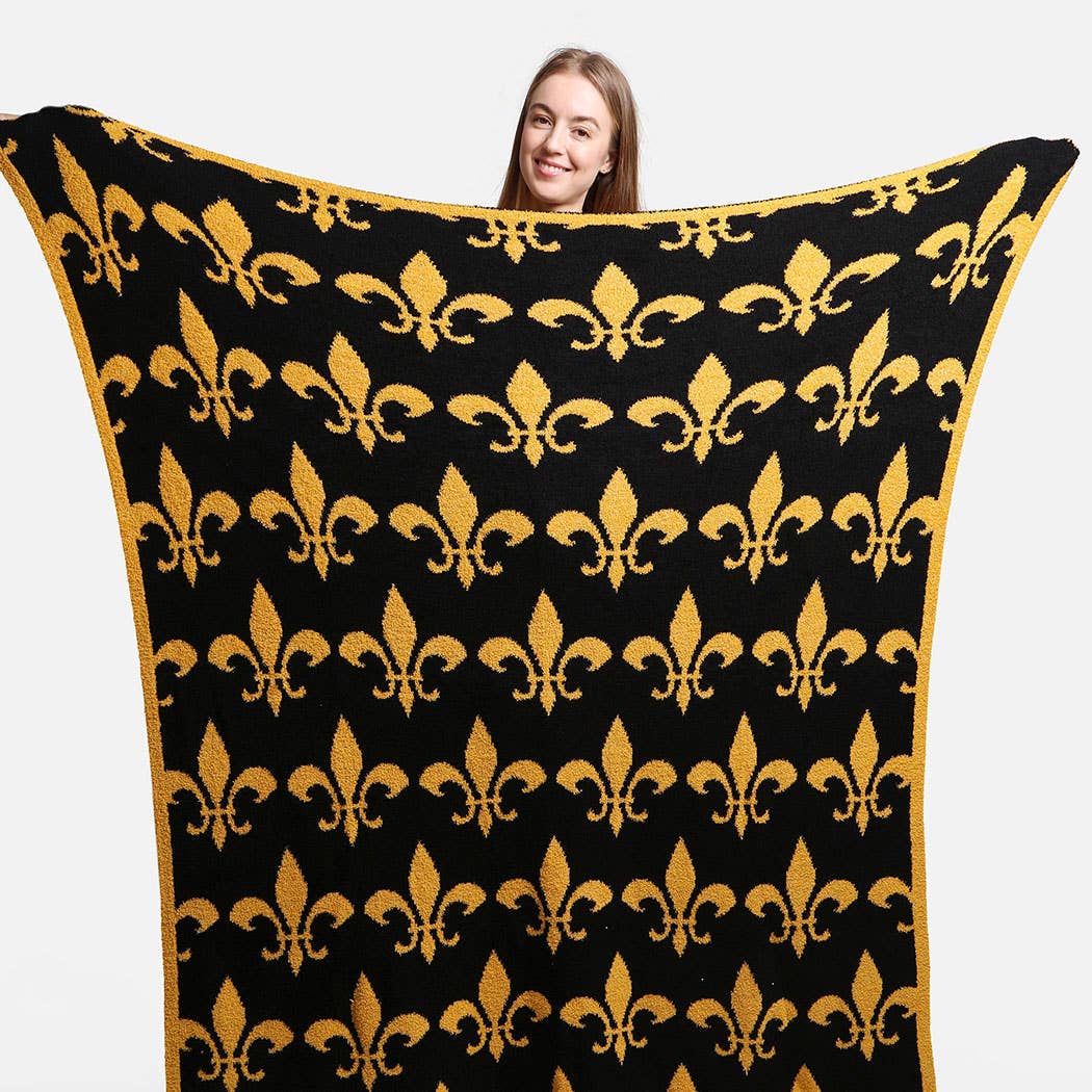 Fashion City - Wholesale Throw Blanket - Fleur De Lis Pattern Luxury Soft Throw Blanket13