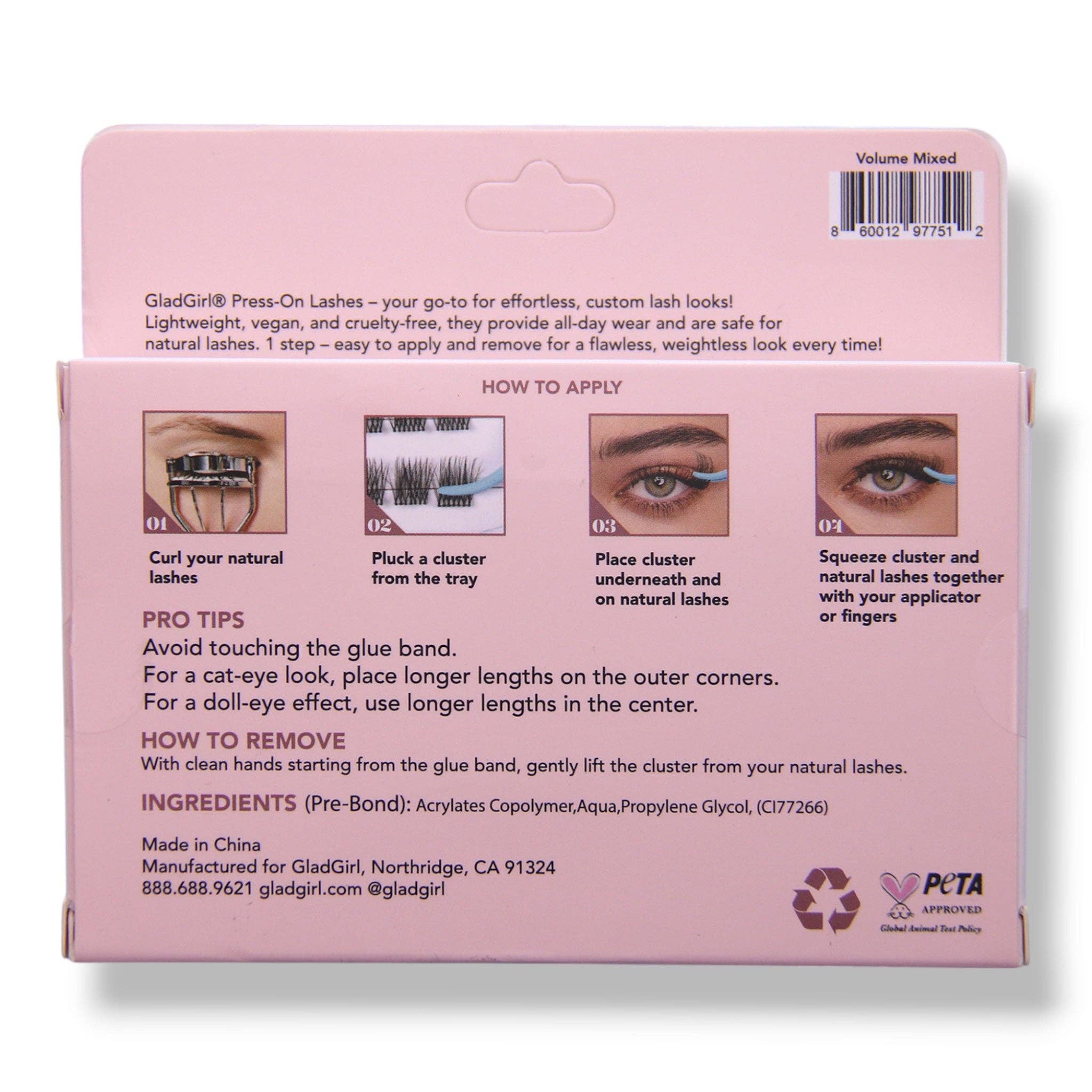 GladGirl - Wholesale False/Fake Eyelashes - MinuteLash Press-On Lashes - 36 Pre-glued Clusters2