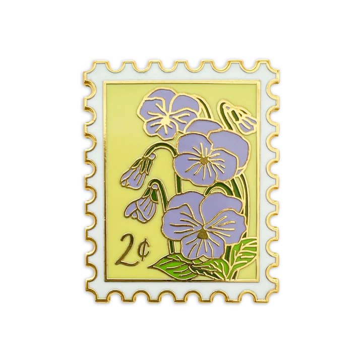 Violets (February) Birth Month Enamel Pin for wholesale by Sablewood Paper Company
