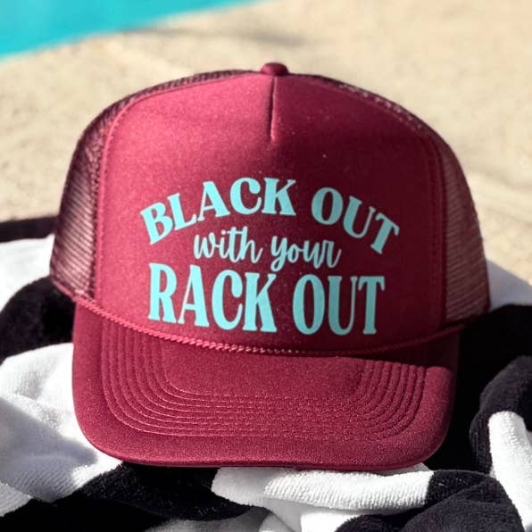BLACK OUT with your RACK OUT TRUCKER HAT for wholesale by Funny Mother Truckers