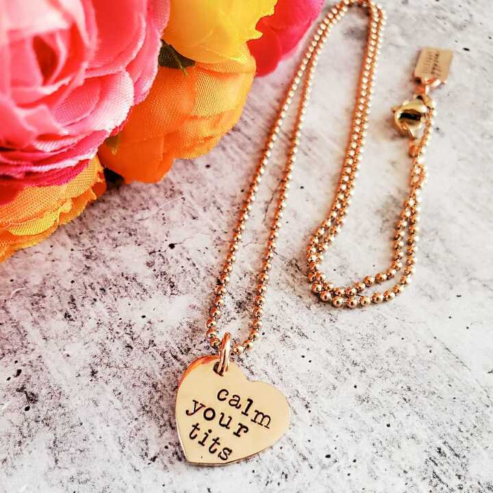 Salt and Sparkle - Wholesale Pendant/Charm Necklace - calm your tits Stainless Steel Rainbow Heart Necklace6