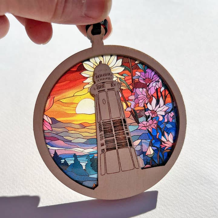 Lighthouse Custom Order Ornament Suncatcher for wholesale by Squirrel Tacos Papercuts