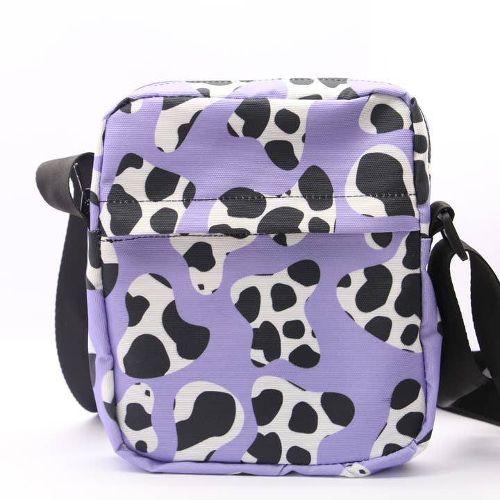 Purple Cow Cross Body Bag with Pocket , Illustrated ita Bag for wholesale by freemooddesignstore