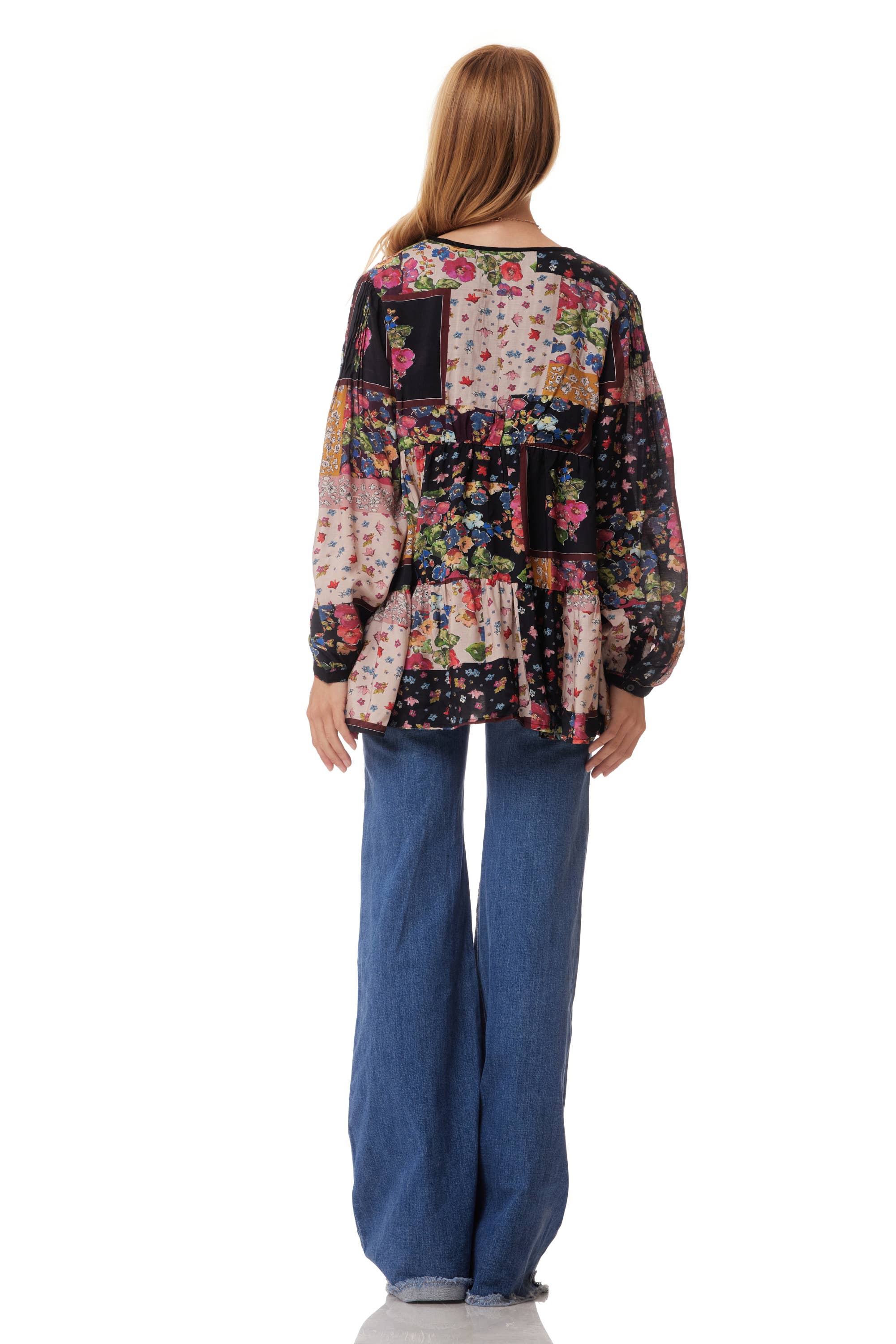 Blue Boheme – wholesale Blouse – Women’s – Luana Printed Blouse Patchwork Black3