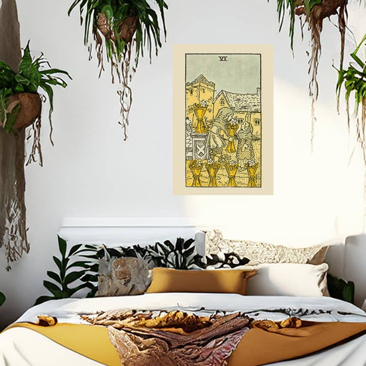 Six Of Cups Canvas Print - Tarot Card Art for Home or Office - Apothecary Decor for wholesale by Print Pothecary