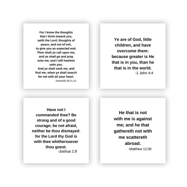 Carlson Homestead Quilting - Wholesale Fabric - KJV Bible Verse Precut Quilt Squares – Set of 26 | Fabric Charm Pack on White Cotton7