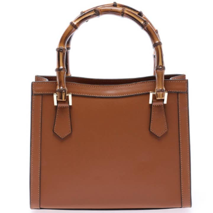 MODARNO - Wholesale Handtas met handvat - Dames - Modarno Lederen tas met handvat van bamboe, Mad handtas