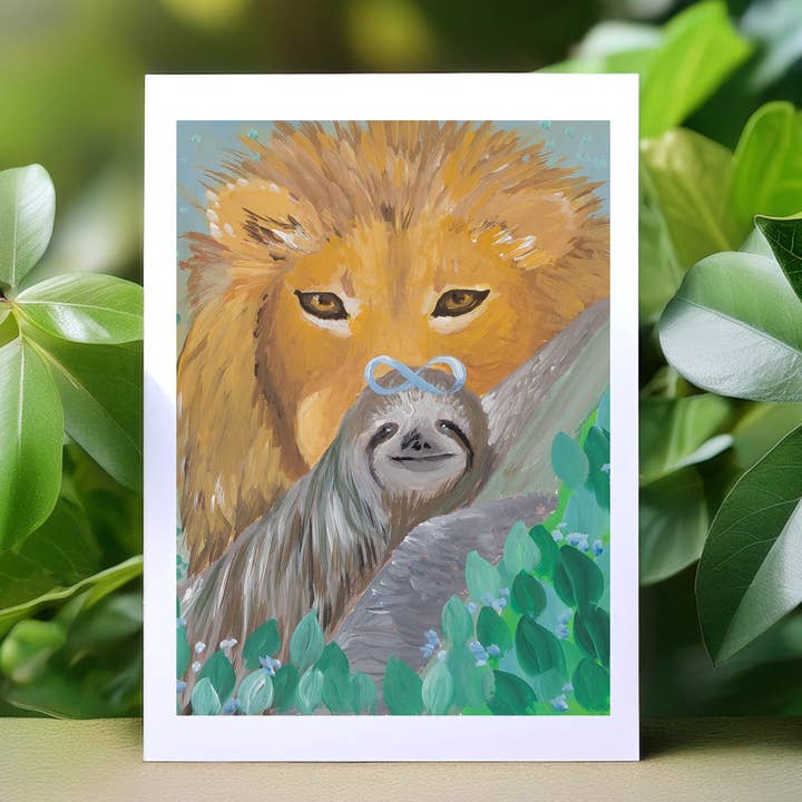 Sloth Tarot Major Arcana Greeting Card - XI Strength for wholesale by Bonzo