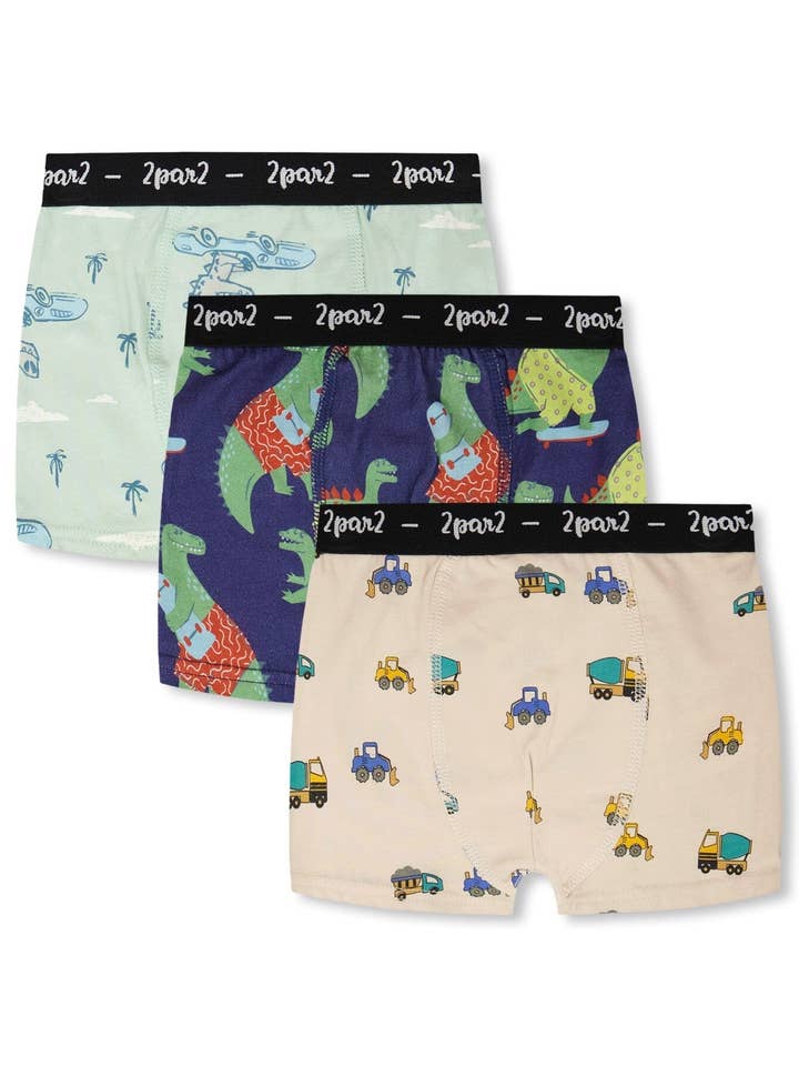 Bio-Baumwolle Bedruckte Abenteuer-Boxershorts 3er-Pack für den Großhandel von Deux par Deux