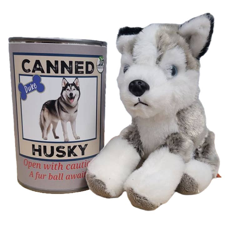 Canned Husky | Stuffed Animal Dog Plush w/Jokes Unique Gift and other Purchase wholesale huski. Free returns & net 60 terms on Faire trending on Faire.