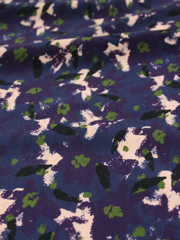 Atlantic Blue Edel Viscose Fabric for wholesale by Eglantine et Zoé