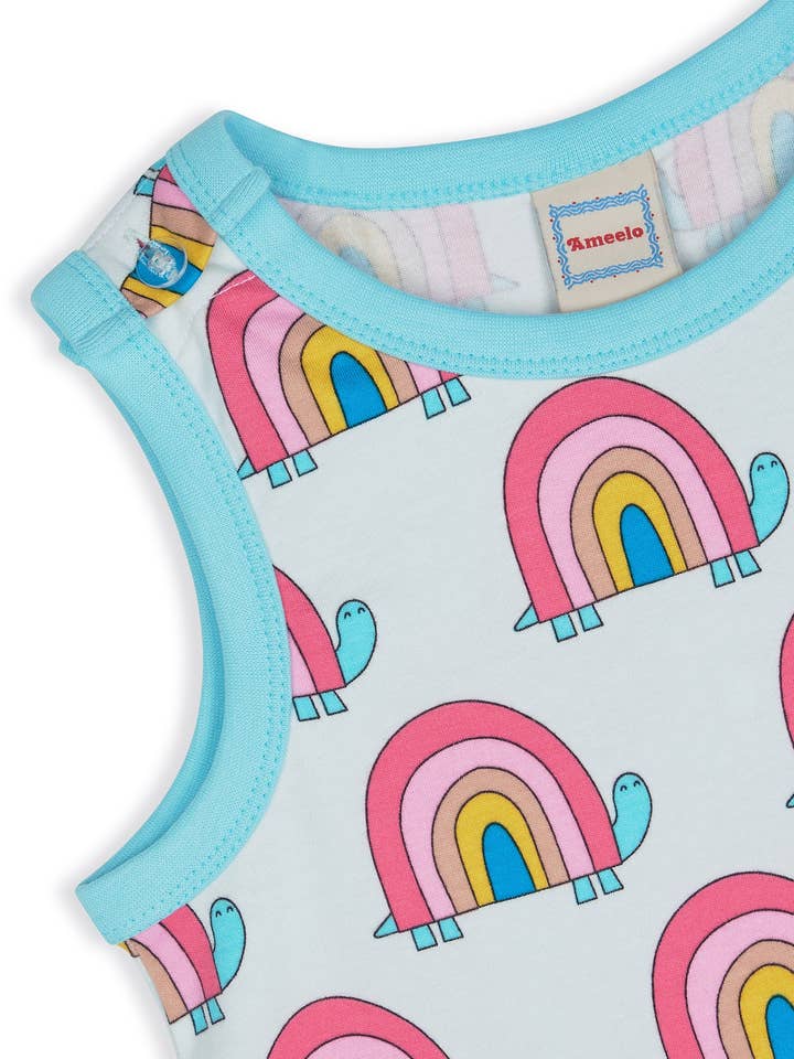 Ameelo - Vente Barboteuse – bébé - Salopette Billie en coton biologique - Tortue arc-en-ciel3