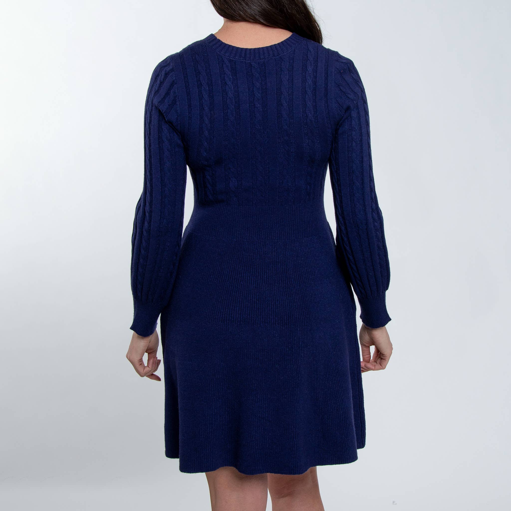 Elsie & Zoey - Wholesale Dress - Women's - Sheena Crew Neck Cable Knit Long Sleeve Sweater Dress16