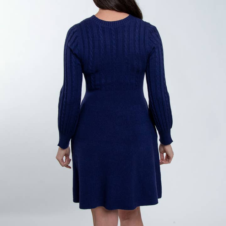 Elsie & Zoey - Wholesale Dress - Women's - Sheena Crew Neck Cable Knit Long Sleeve Sweater Dress16
