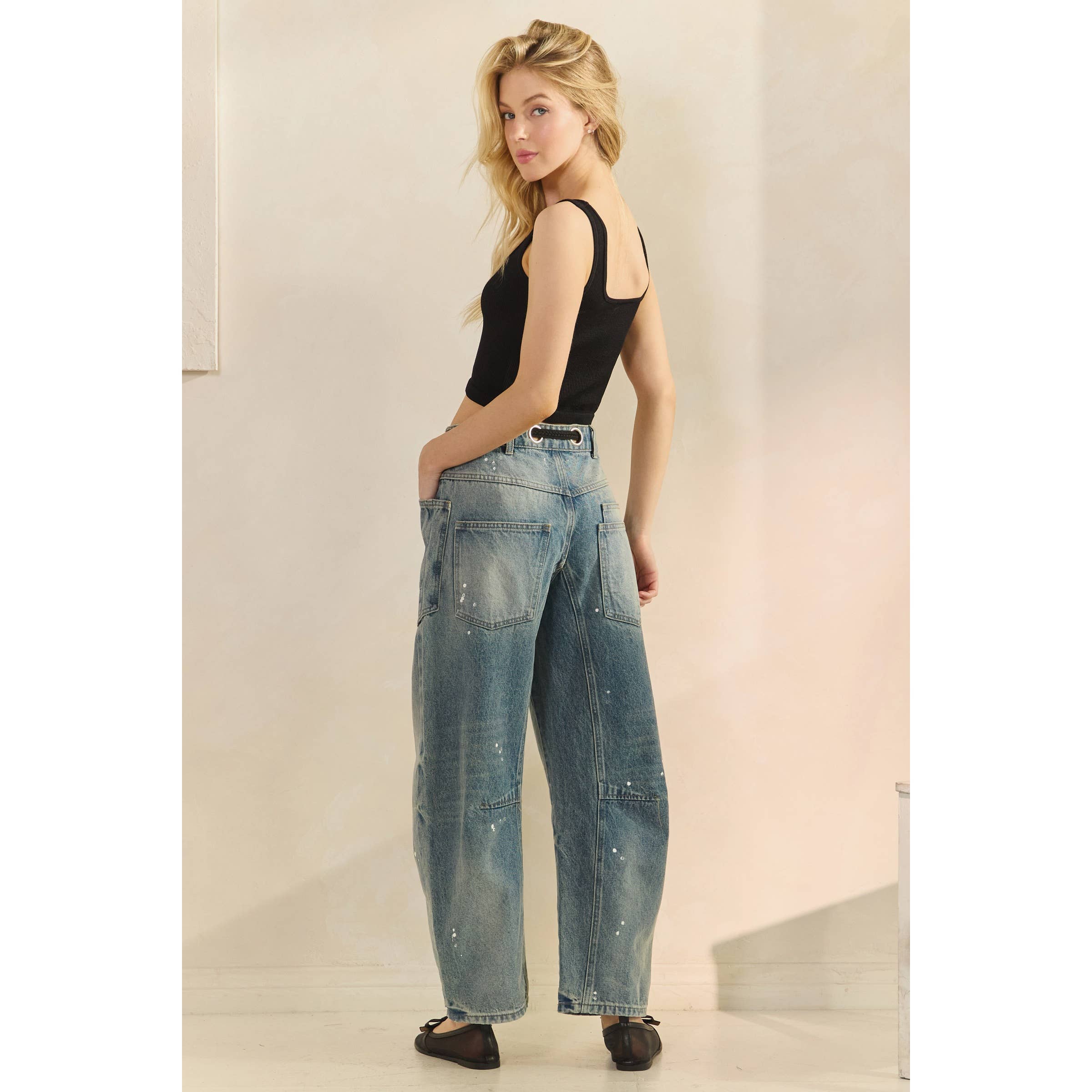 Medium Horseshoe Jeans with Belt Detail for wholesale on Faire6