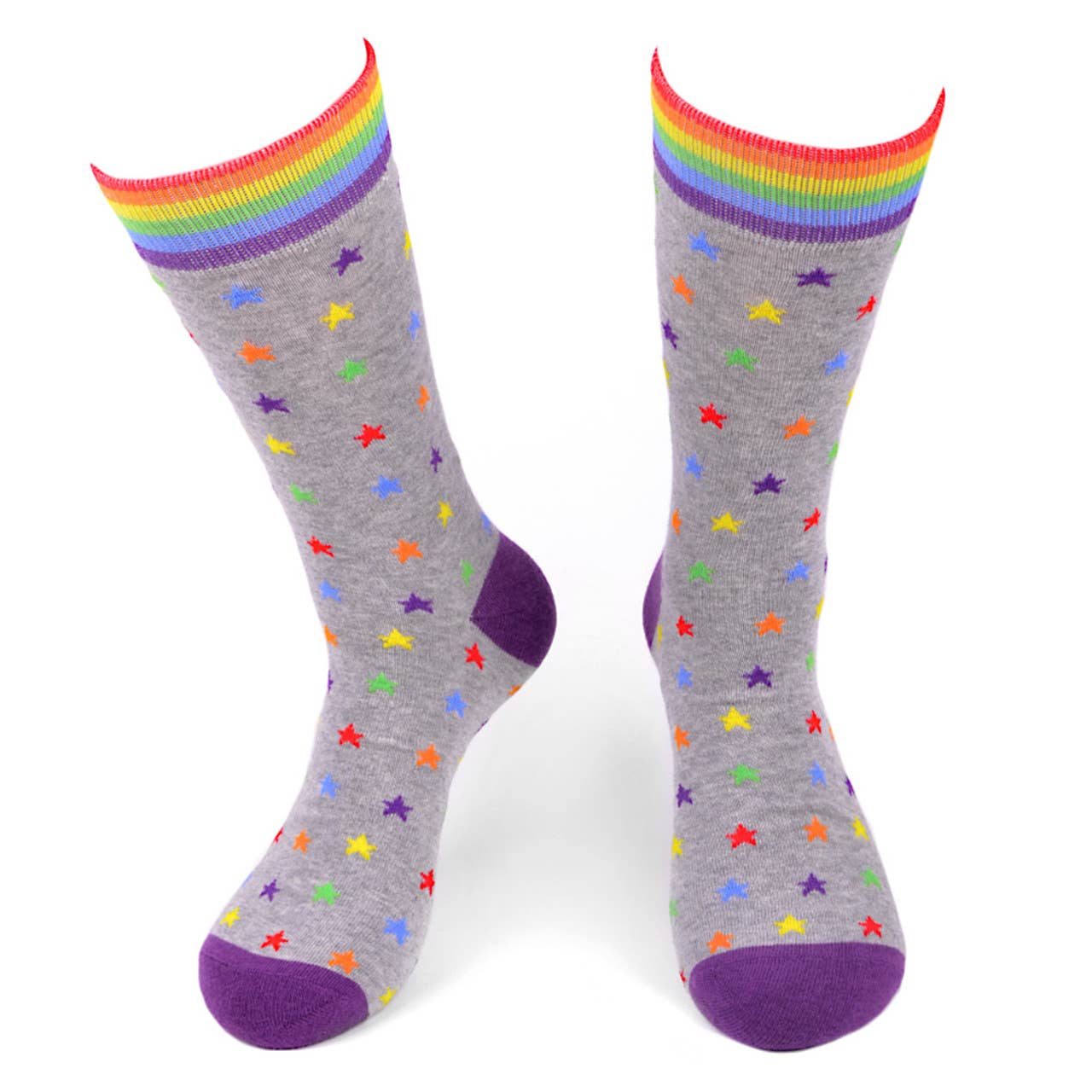 Selini New York - Wholesale Socks - Men's - Men's Rainbow Stars Novelty Socks - NVS195803