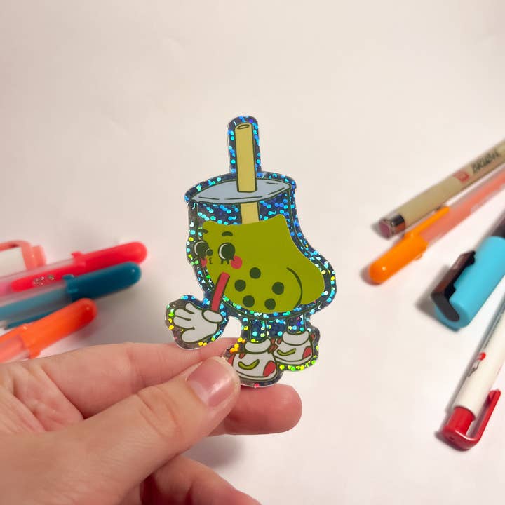 Ashley Acevedo - Wholesale Sticker - Bubble Butt Glitter Sticker - Matcha