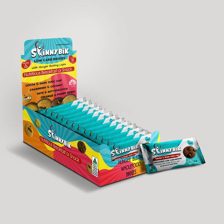 Skinnybik Cocoa & Dark Choc Chip - Aanrechtblad - 18 x 2 verpakkingen (30 g) voor wholesale door Skinnybik