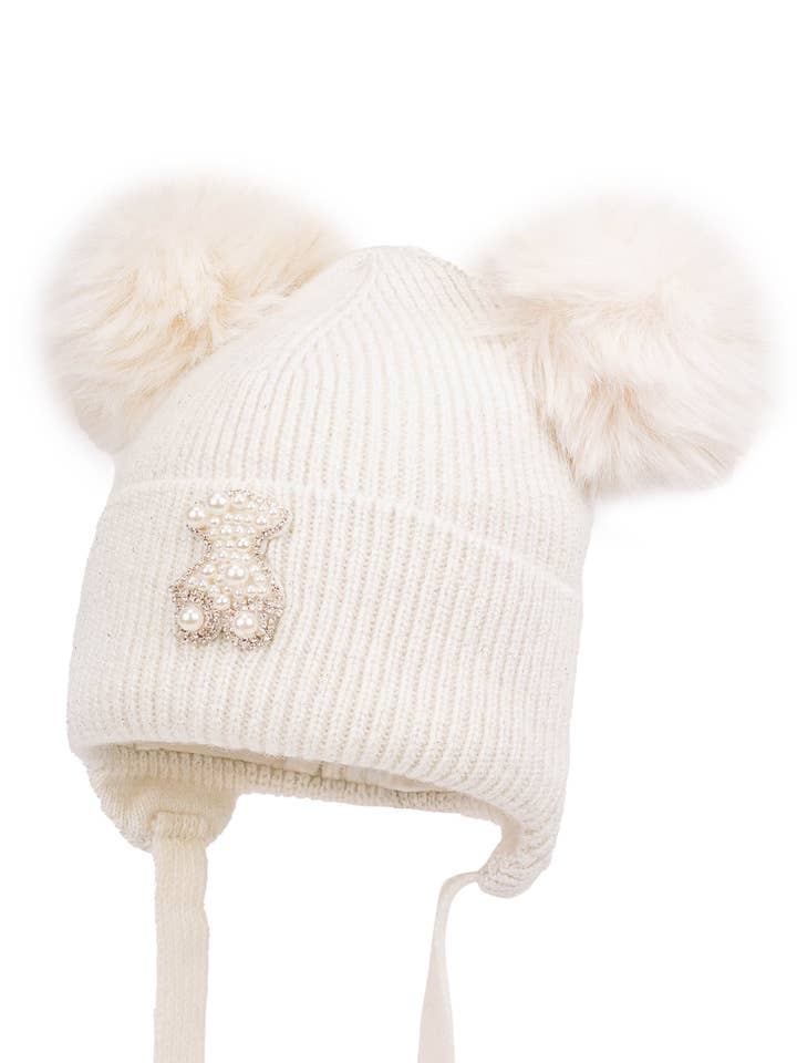 Mädchen-Wintermütze mit zwei Pompons Lumishi für den Großhandel von JAMIKS