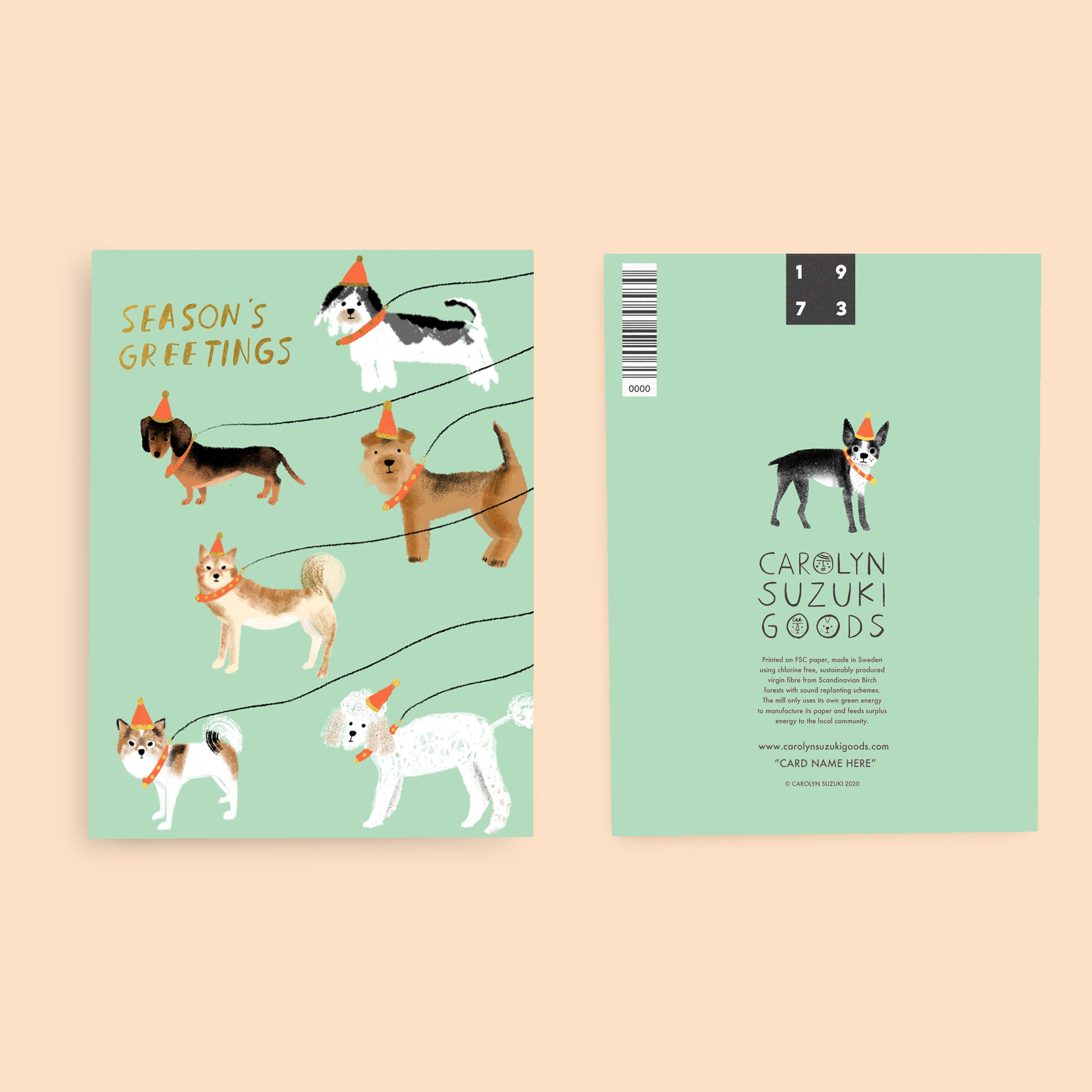 Carolyn Suzuki - Vente Cartes de vœux saisonnières - OUT FOR A WINTER WALK - Holiday Card1