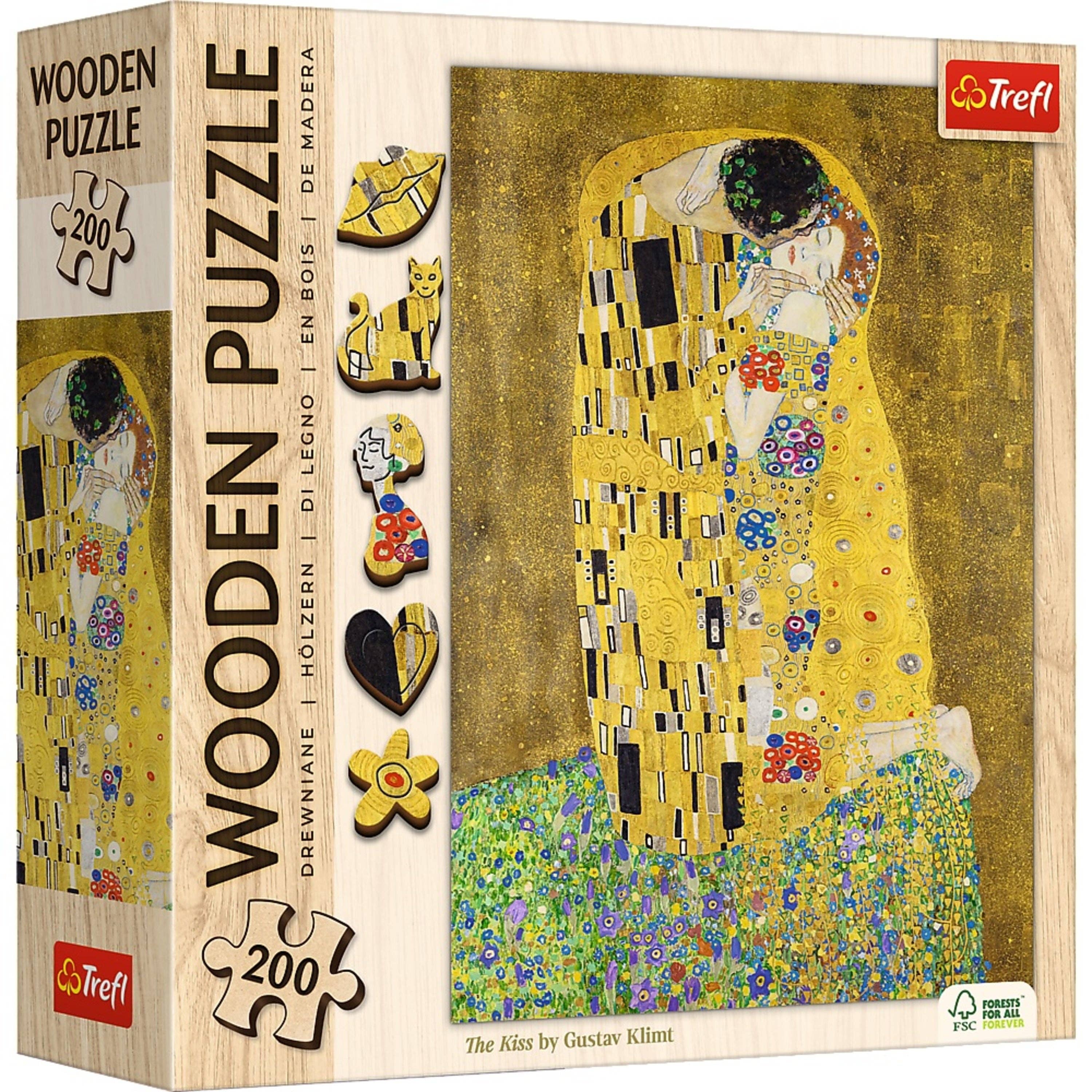 Trefl USA - Wholesale Puzzle - Adult - Trefl Wood Craft 200 Piece Wooden Puzzle - Kiss - Gustav Klimt0