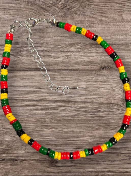 Rasta Heishi Puka Shell Anklet for wholesale by DK Hawaii