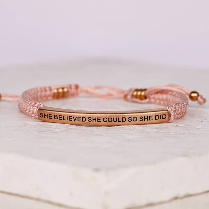 She Believed She Could So She Did Rope Bracelet for wholesale by The Inspiration Company