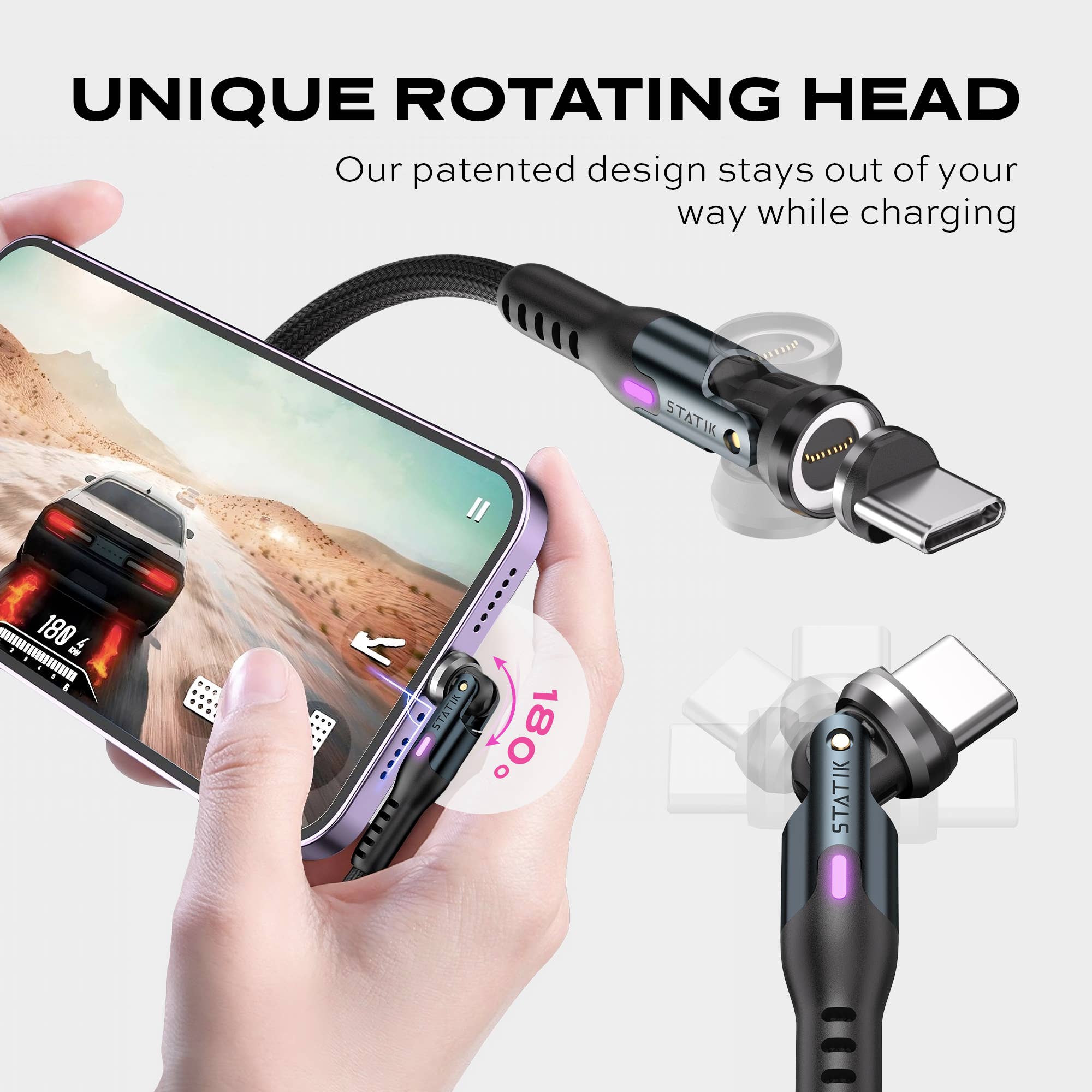 KeySmart / STATIK - Wholesale Charging Cable - Statik 360 Pro Magnetic Cable 2.0 USB-C Only | 6 Feet2