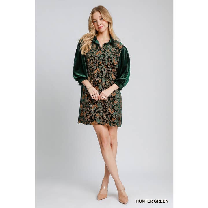 STYLE USA - Wholesale Dress - Women's - Velvet Lace Shirt Dress