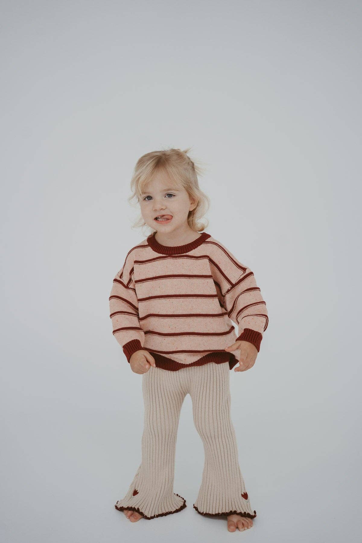 FRECKLES the label - Wholesale Knit Sweater - Kids - Raised Stripe Jumper | Sherbet Berry5