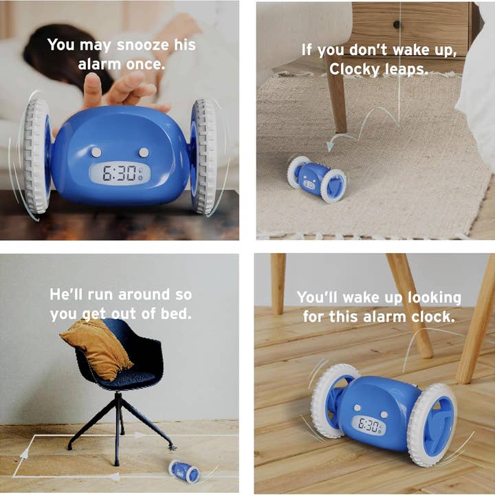 Clocky - Wholesale Alarm Clock - Loud Alarm Clock on Wheels for Heavy Sleepers (Blue) 2
