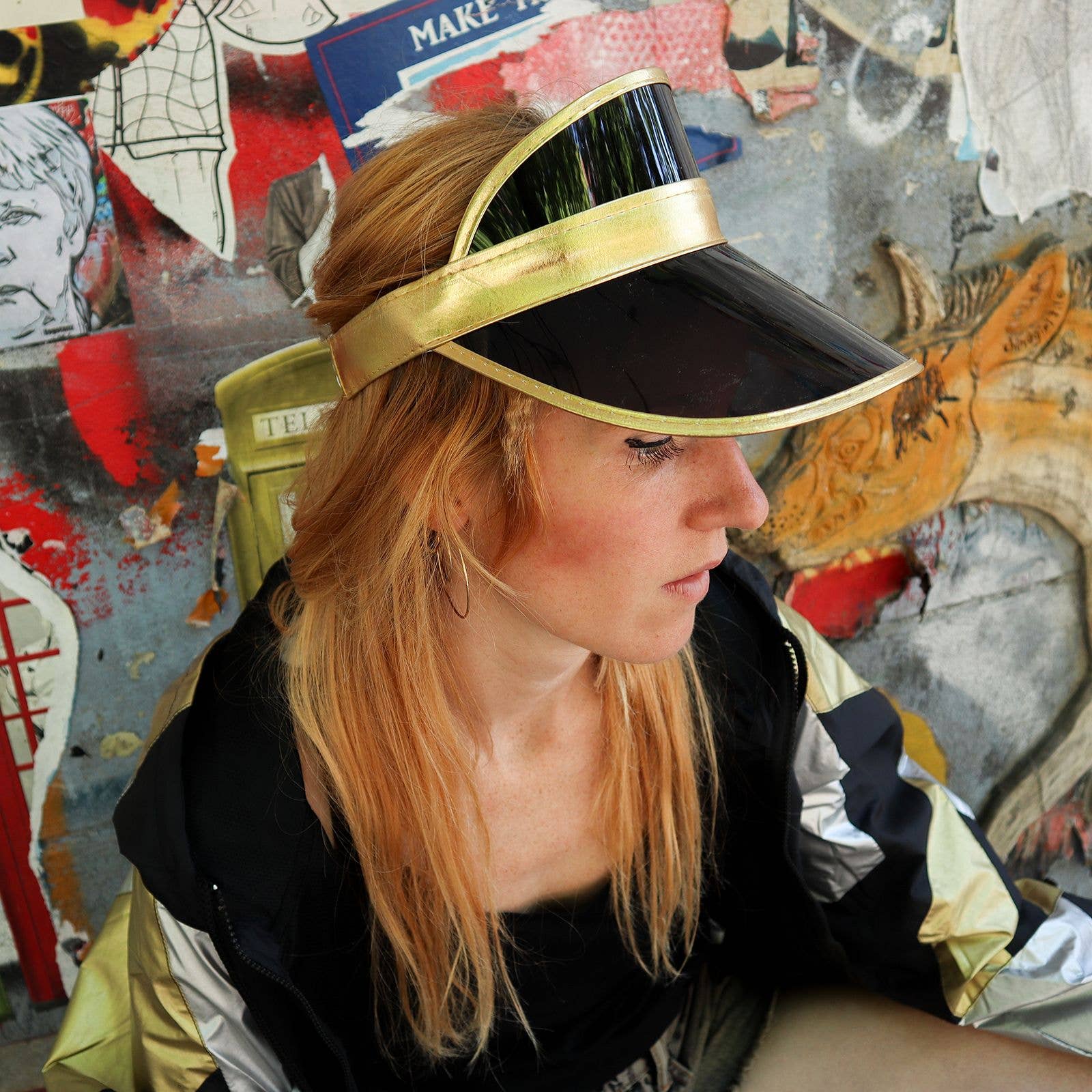 Tribal Trade GmbH - Wholesale Visor - Women's - Visor cap retro shield cap 80s poker cap black/gold5