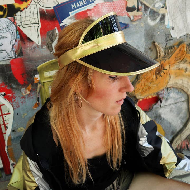 Tribal Trade GmbH - Wholesale Visor - Women's - Visor cap retro shield cap 80s poker cap black/gold5