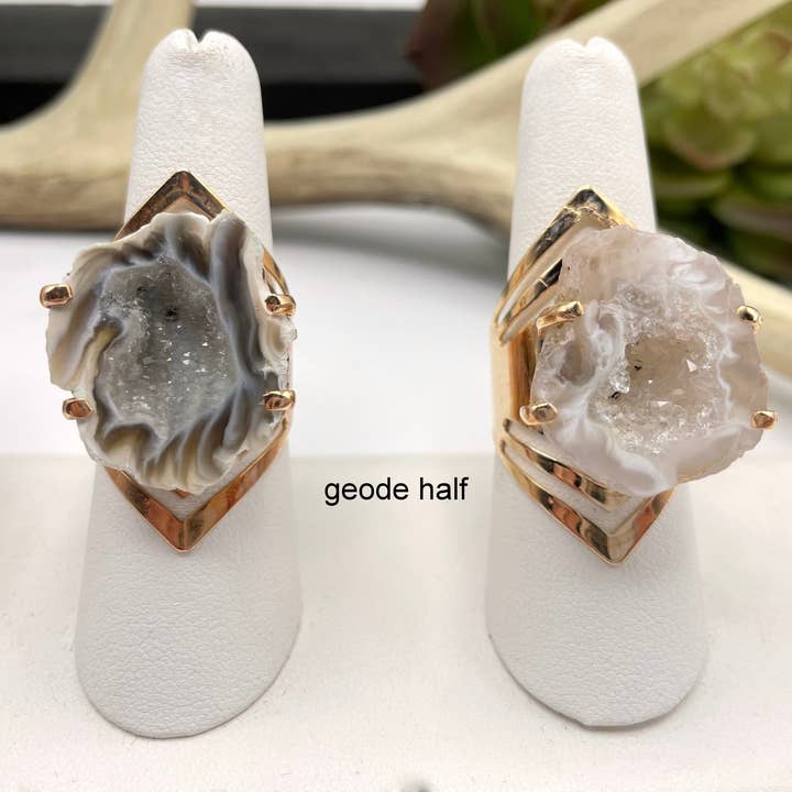 Rock Paradise - Wholesale Cocktail/Statement Ring - Crystal Adjustable Rose Gold Druzy Ring