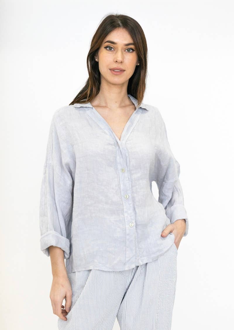 LINEN & COTTON HOUSE - Vente Chemise à col boutonné – femme - CHEMISE EN LIN. 48902 NINA13