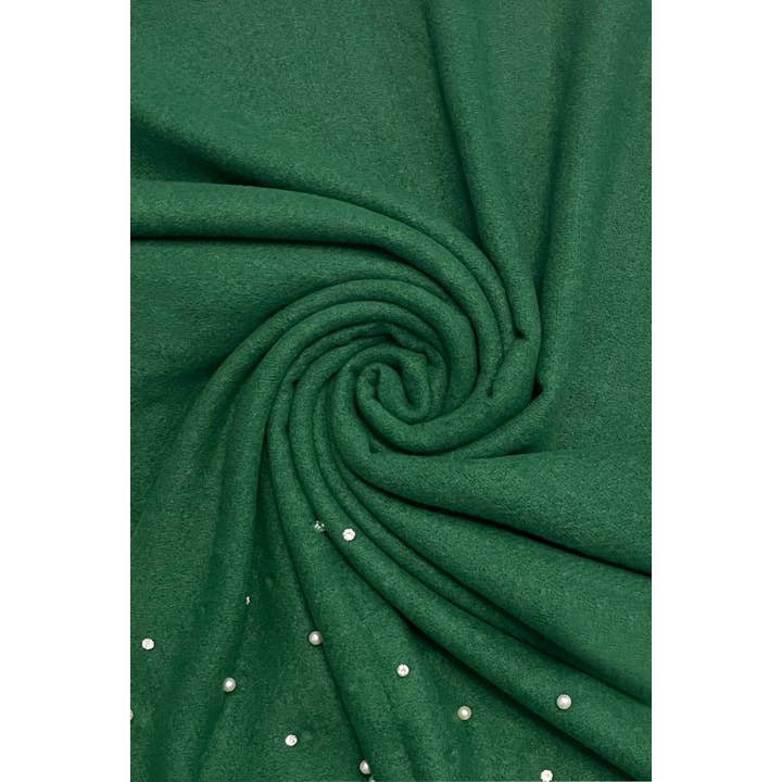 Fashion Scarf World – wholesale Scarf – Women's – Pearl and Diamante Plain Wool Frayed Scarf30