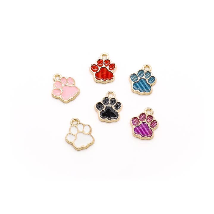 Gold Mini Paw Print Charm - Assorted for wholesale by The Charm Bar Company