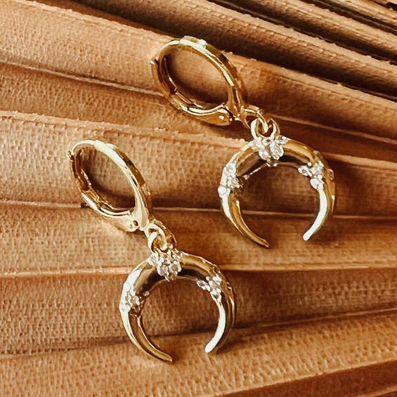 kaldi kollective - Wholesale Huggie Earrings - HANNAH // rhinestone crescent moon huggie hoop earrings0