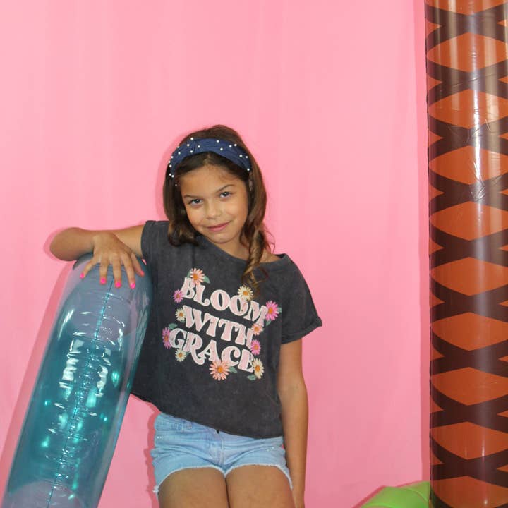 Distressed Bloom with grace sleeveless t-shirt-TWEEN GIRLS for wholesale by Sweet Soul