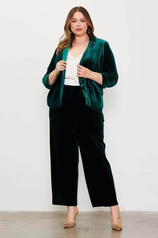 SKIES ARE BLUE - Wholesale Pants - Women's - Plus Size Velvet Straight Fit Pants2