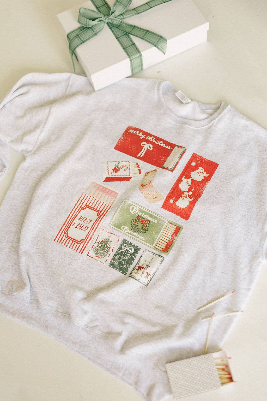 Whitney | Chaudoin Creations - Wholesale Graphic Sweatshirt - Women's - Merry And Bright Match Box Graphic Sweatshirt2