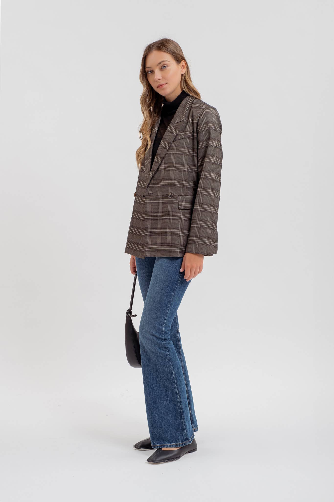 The Workshop Studio - Vente Blazer – femme - BLAZER À MANCHES LONGUES À COL À CARREAUX2