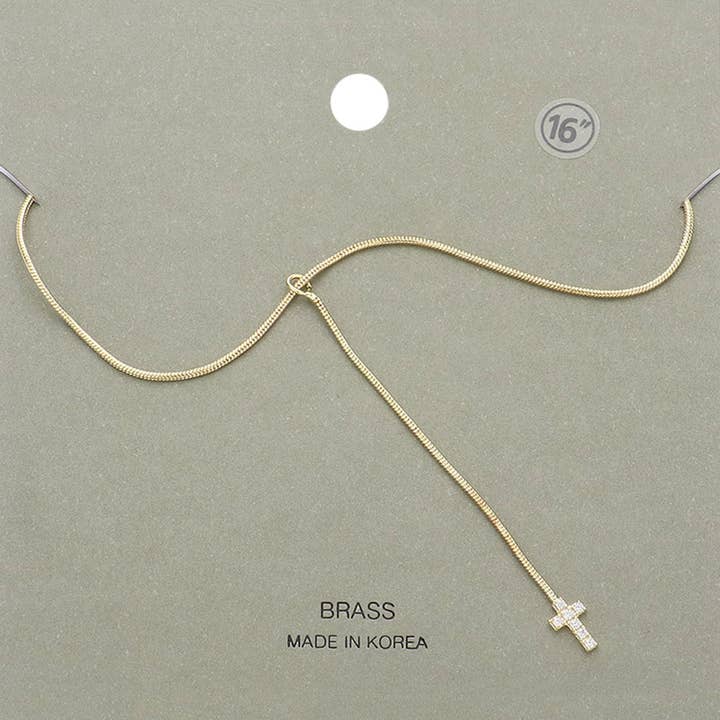 Stone Paved Cross Pendant Necklace for wholesale by Sensibling Corp.