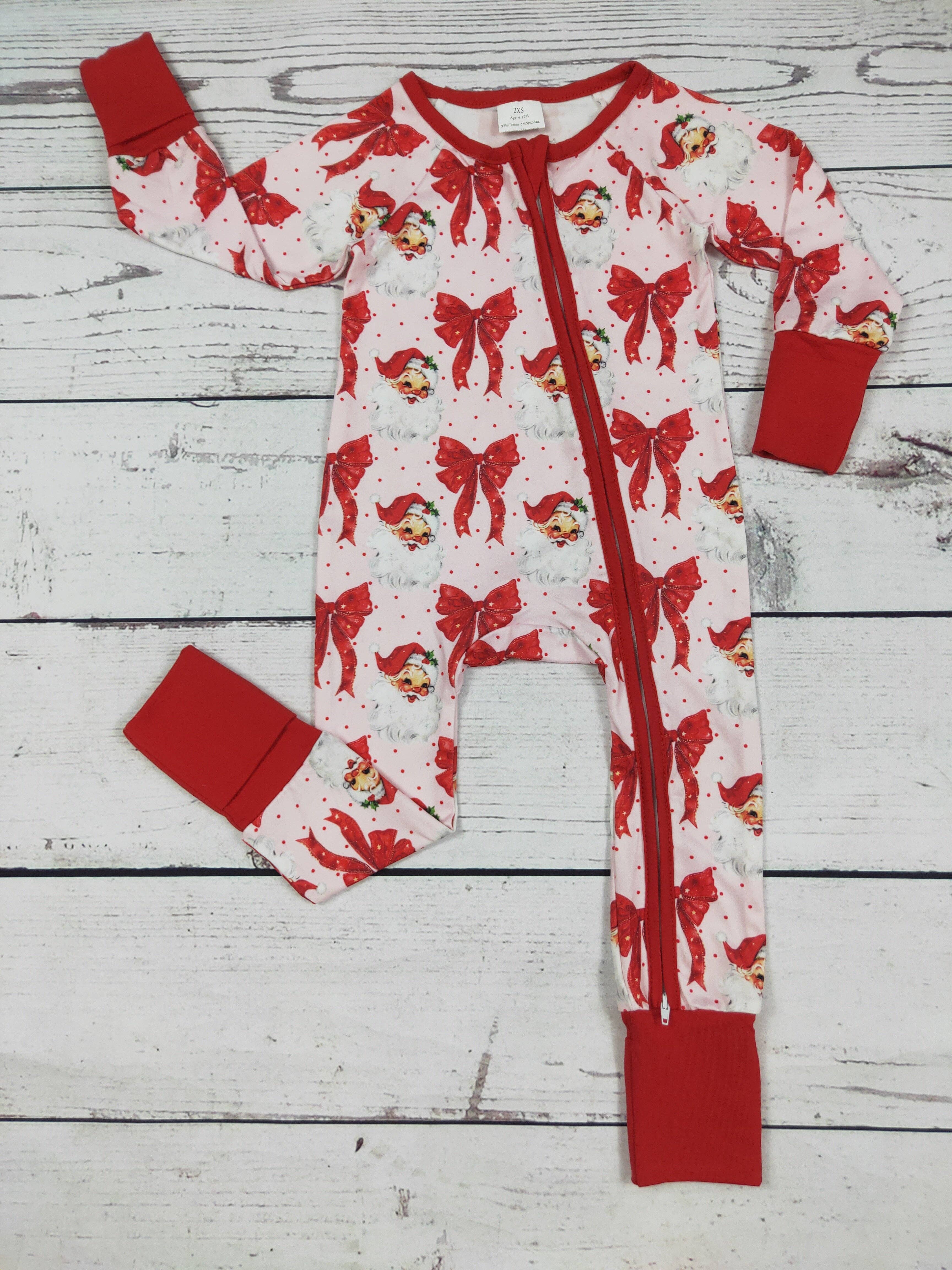 sassy kids palace - Wholesale Sleepsuit - Baby - Baby Girl Santa Claus Printed Christmas Sleeper